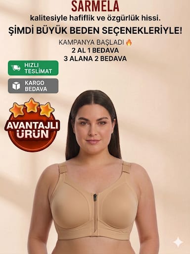 En az 1 Beden İnce Gösteren Toparlayıcı Fermüarlı Sütyen – Lazer Kesim, İz Yapmaz, Pürüzsüz Görünüm