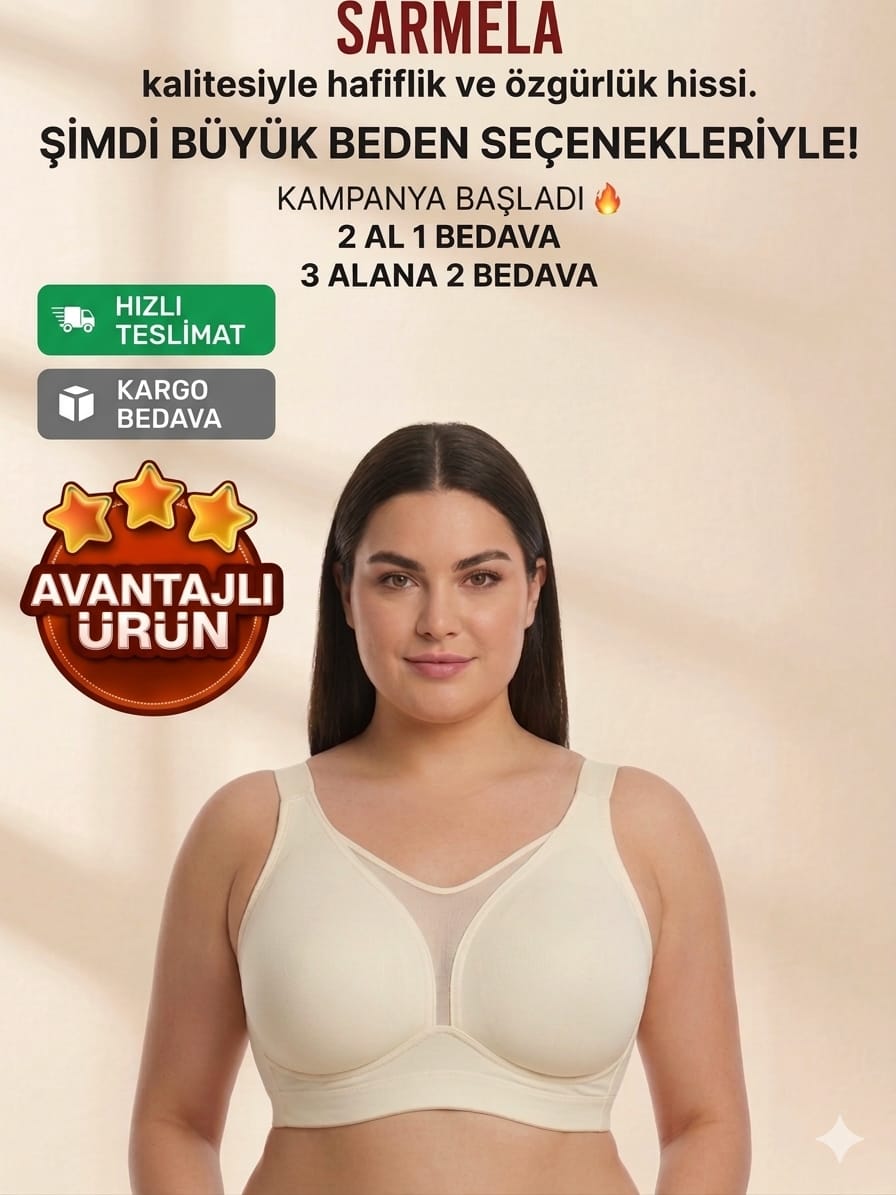 En az 1 Beden İnce Gösteren Toparlayıcı Sütyen – Lazer Kesim, İz Yapmaz, Pürüzsüz Görünüm