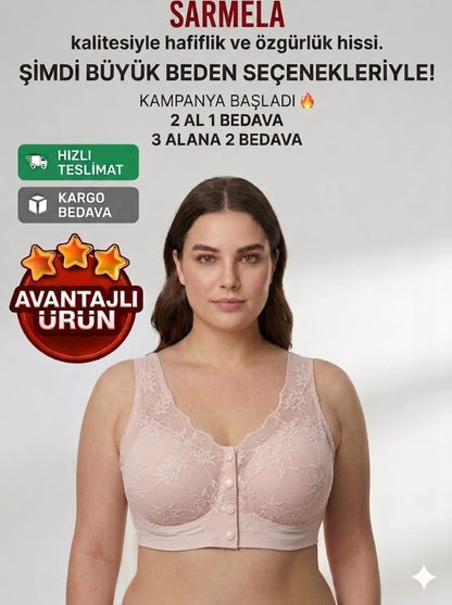 Lazer Kesim Önden Düğmeli Dikişsiz Toparlayıcı Sütyen