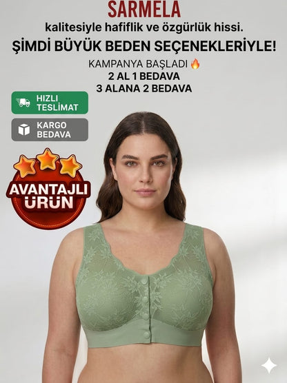 Lazer Kesim Önden Düğmeli Dikişsiz Toparlayıcı Sütyen