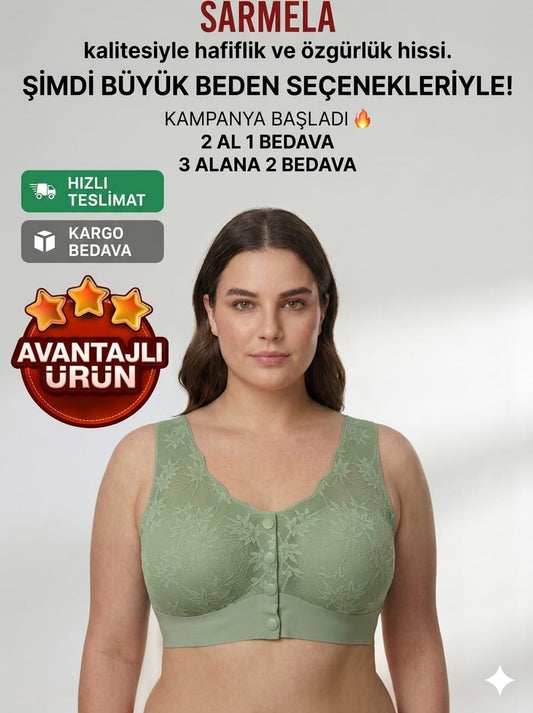 Lazer Kesim Önden Düğmeli Dikişsiz Toparlayıcı Sütyen