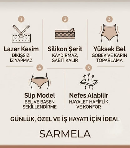Lazer Kesim Yüksek Bel Slip Korse külot İz Yapmayan Dikişsiz Göbek Bel Basen Toparlayıcı Kaydırmaz Korse