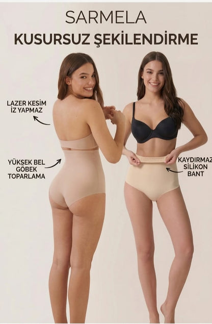 Lazer Kesim Yüksek Bel Slip Korse külot İz Yapmayan Dikişsiz Göbek Bel Basen Toparlayıcı Kaydırmaz Korse