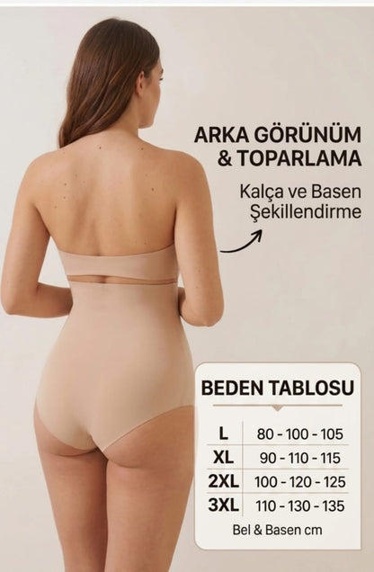 Lazer Kesim Yüksek Bel Slip Korse külot İz Yapmayan Dikişsiz Göbek Bel Basen Toparlayıcı Kaydırmaz Korse