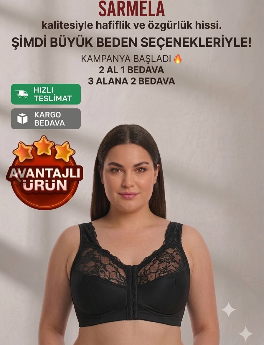 Geniş Askılı toparlayıcı Önden Açılan Sırt Destekli Sütyen