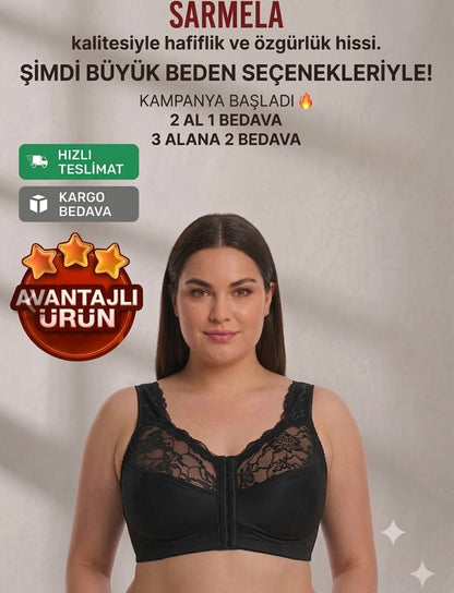 Geniş Askılı toparlayıcı Önden Açılan Sırt Destekli Sütyen