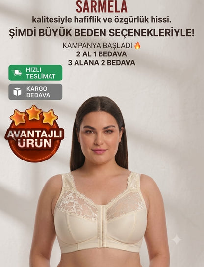 Geniş Askılı toparlayıcı Önden Açılan Sırt Destekli Sütyen