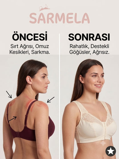 Geniş Askılı toparlayıcı Önden Açılan Sırt Destekli Sütyen